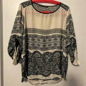 Zara blouse with lace print.